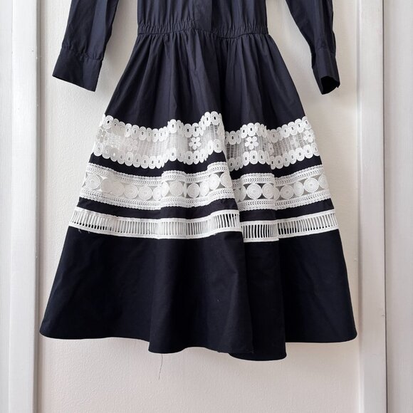 Maje Romana Embroidered Cotton Shirt Dress in Navy Size 1 (US S) - Picture 5 of 7